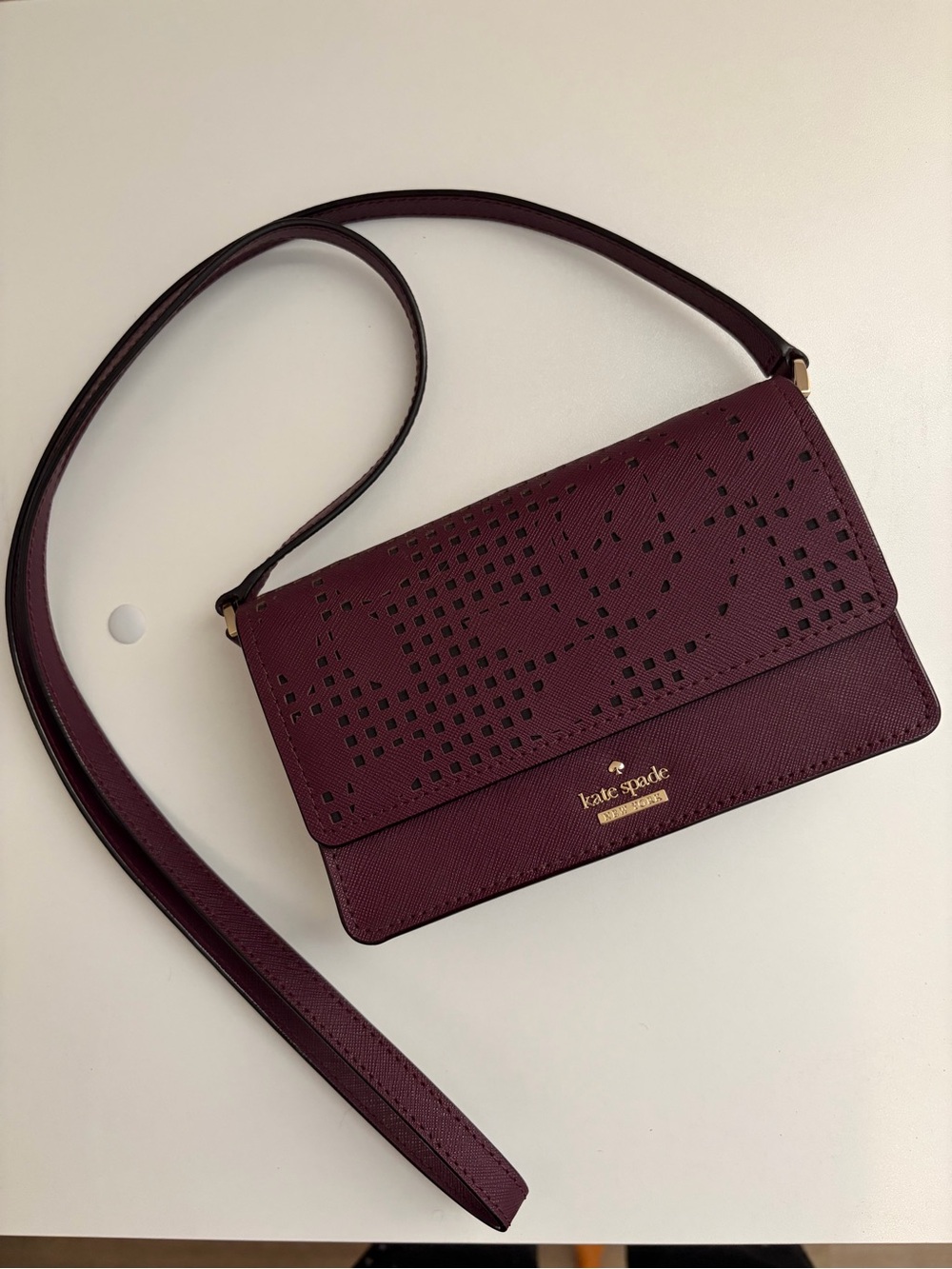 Kate Spade Cameron Street Plum Perforated Arielle Purse
